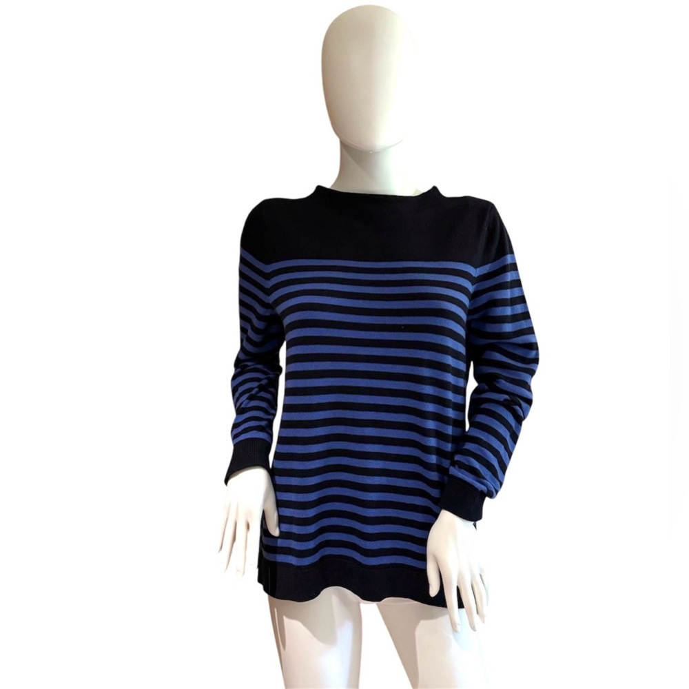 Striped mockneck sweater blue and black from Talbots size Large Petite